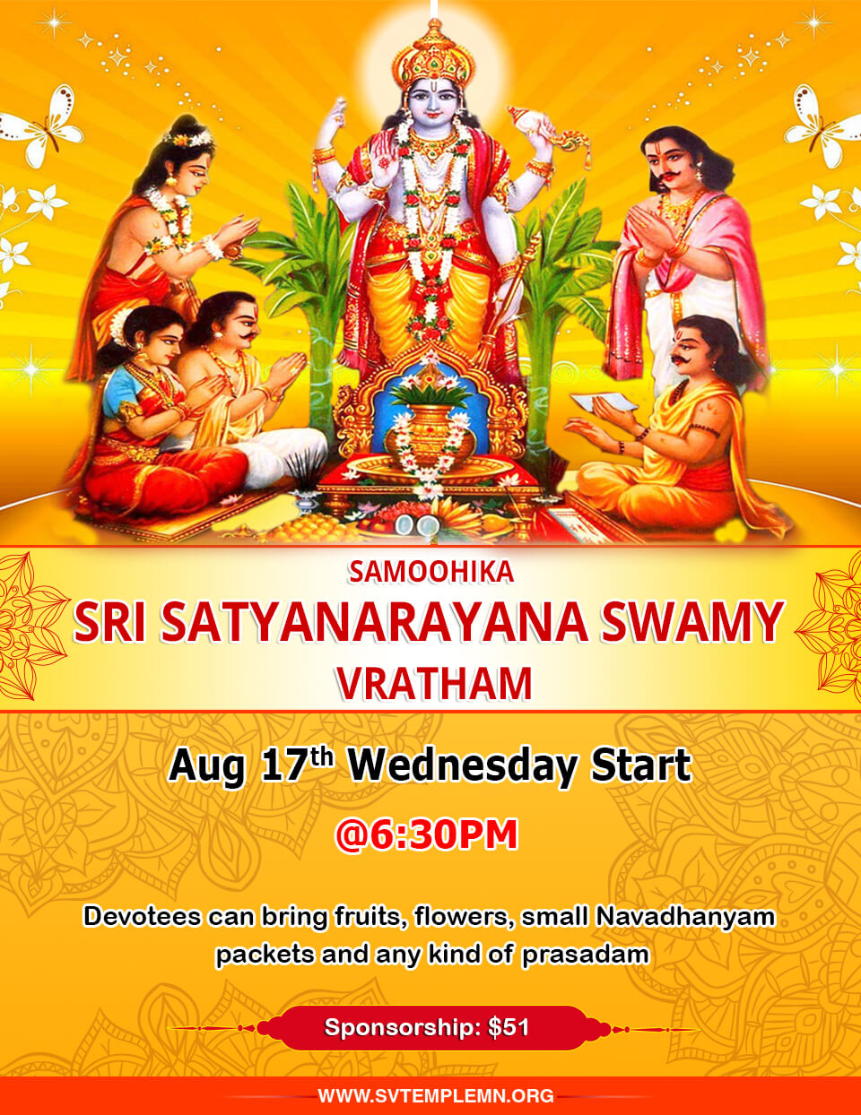 Sri Satyanarayana Swamy Vratham | Sri Venkateswara (Balaji) Temple