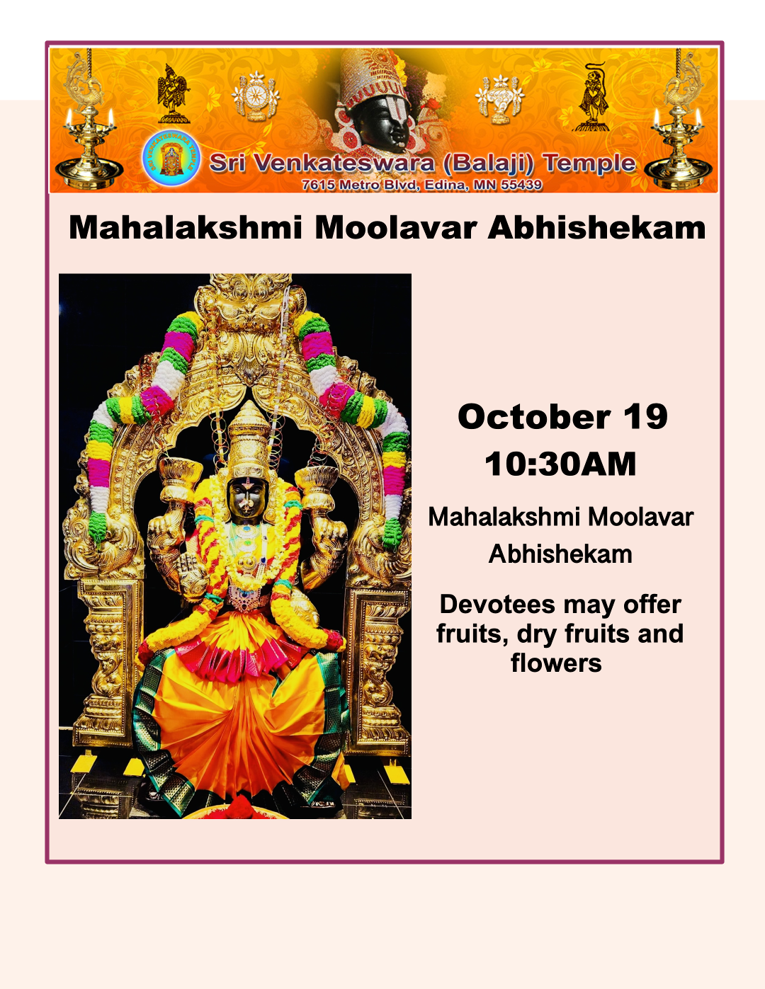 Mahalakshmi Moolavar Abhishekam